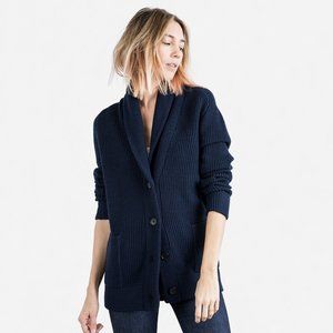 Everlane The Chunky Wool Shawl Collar Cardigan (black)